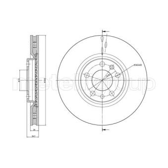 Jeu de 2 disques de frein avant METELLI 23-0861C pour FIAT 500X 1.6 - 110cv