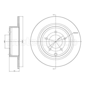 Jeu de 2 disques de frein arrière METELLI 23-1223C pour FORD FOCUS 2.0 CRD - 140cv