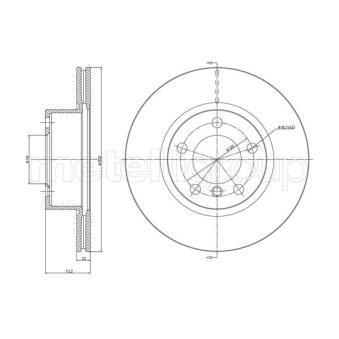 Jeu de 2 disques de frein avant METELLI 23-1367C pour ALFA ROMEO 90 320 i Efficient Dynamics - 170cv