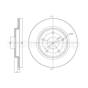Jeu de 2 disques de frein arrière METELLI 23-1382C pour DODGE JOURNEY 2.4 - 170cv
