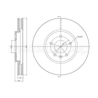 Jeu de 2 disques de frein avant METELLI OEM 13502826
