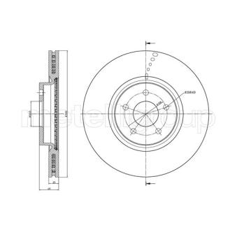 Jeu de 2 disques de frein avant METELLI 23-1512C pour FORD TRANSIT CONNECT 1.6 EcoBoost - 150cv