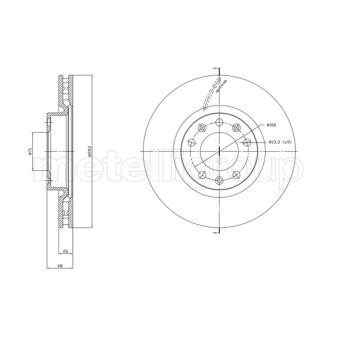 Jeu de 2 disques de frein avant METELLI 23-1764C pour PORSCHE 911 1,2 - 110cv