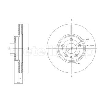 Jeu de 2 disques de frein avant METELLI 23-1790C pour FORD MONDEO 1.5 EcoBoost - 160cv