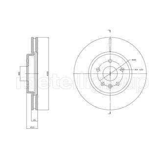 Jeu de 2 disques de frein avant METELLI OEM 13597467