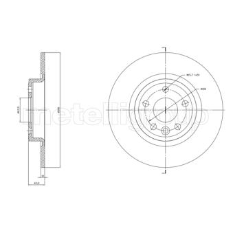 Jeu de 2 disques de frein arrière METELLI 23-1864C pour FIAT UNO 2.0 D AWD - 179cv