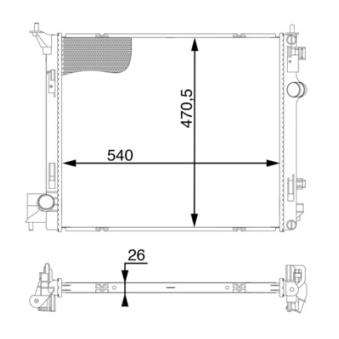 Radiateur, refroidissement du moteur MAHLE OEM 214104BE0A
