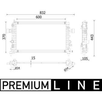Radiateur, refroidissement du moteur MAHLE OEM 1300285 Radiateur, refroidissement du moteur MAHLE OEM 1300285