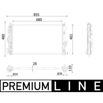 Radiateur, refroidissement du moteur MAHLE OEM 39086761