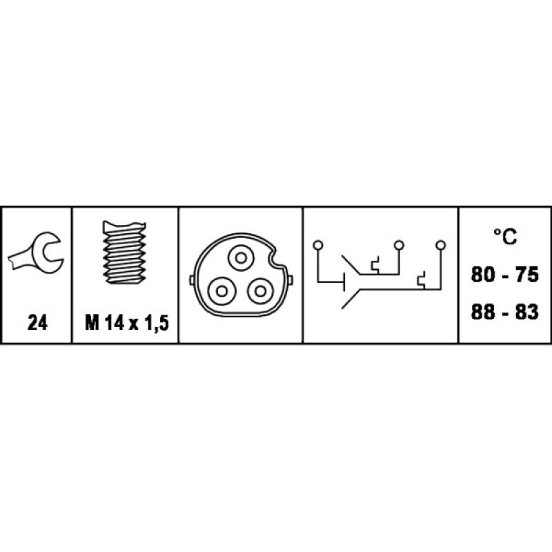 Interrupteur de température, ventilateur de radiateur HELLA 6ZT 007 837-101 - Visuel 1