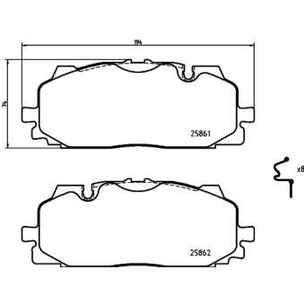 Jeu de 4 plaquettes de frein avant HELLA OEM 4K0698151C