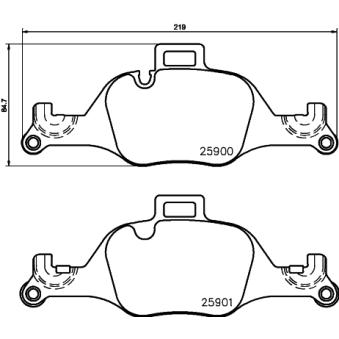Jeu de 4 plaquettes de frein avant HELLA OEM 6883469