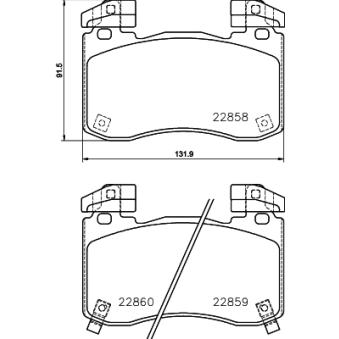 Jeu de 4 plaquettes de frein avant HELLA 8DB 355 039-451 pour KIA STINGER 3.3 T-GDI - 366cv