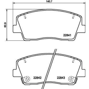 Jeu de 4 plaquettes de frein avant HELLA 8DB 355 039-921 pour KIA STINGER 2.2 CRDi VGT - 200cv