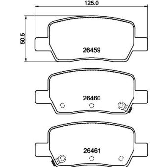 Jeu de 4 plaquettes de frein arrière HELLA 8DB 355 044-301 pour HYUNDAI SANTA FÉ 2.2 CRDi HTRAC - 201cv