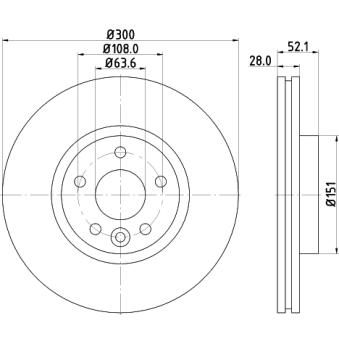 Jeu de 2 disques de frein avant HELLA 8DD 355 116-221 pour FORD MONDEO 1.6 Ti - 110cv