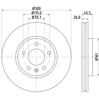 Jeu de 2 disques de frein avant HELLA 8DD 355 116-591 pour OPEL INSIGNIA 1.6 CDTi - 110cv