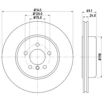 Jeu de 2 disques de frein arrière HELLA OEM 34216775289