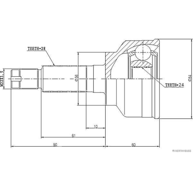 Embout de cardan avant (kit de réparation) HERTH+BUSS JAKOPARTS J28203103 - Visuel 1