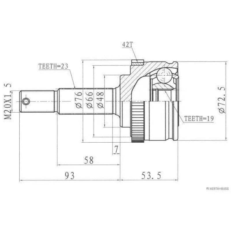 Embout de cardan avant (kit de réparation) HERTH+BUSS JAKOPARTS J2821130 - Visuel 1