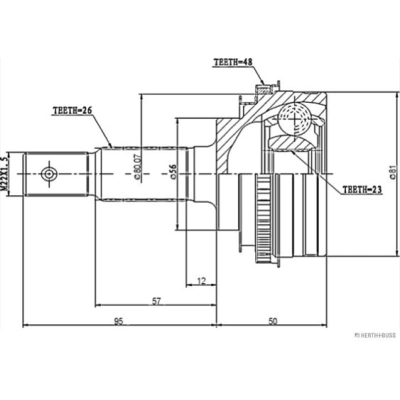 Embout de cardan avant (kit de réparation) HERTH+BUSS JAKOPARTS J2822105 - Visuel 1