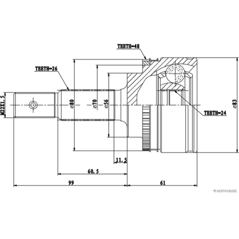 Embout de cardan avant (kit de réparation) HERTH+BUSS JAKOPARTS J2822124 - Visuel 1