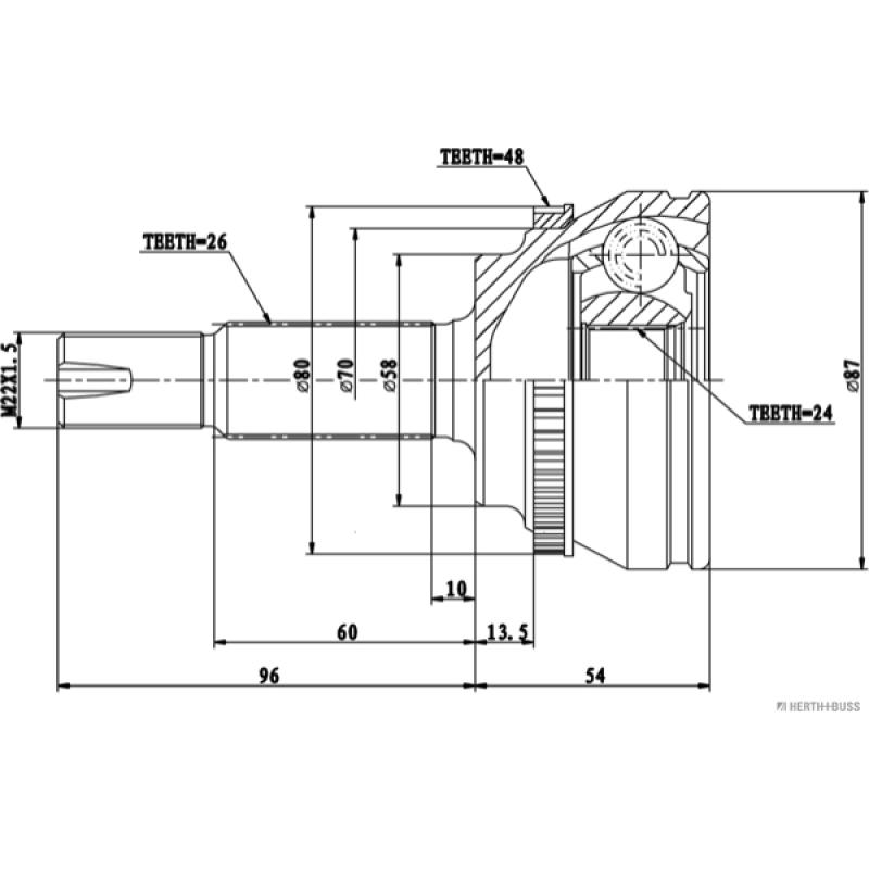 Embout de cardan avant (kit de réparation) HERTH+BUSS JAKOPARTS J2822132 - Visuel 1
