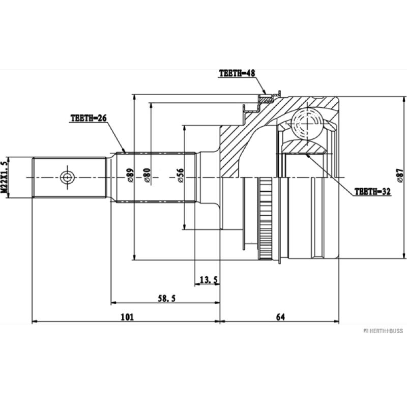 Embout de cardan avant (kit de réparation) HERTH+BUSS JAKOPARTS J2822137 - Visuel 1
