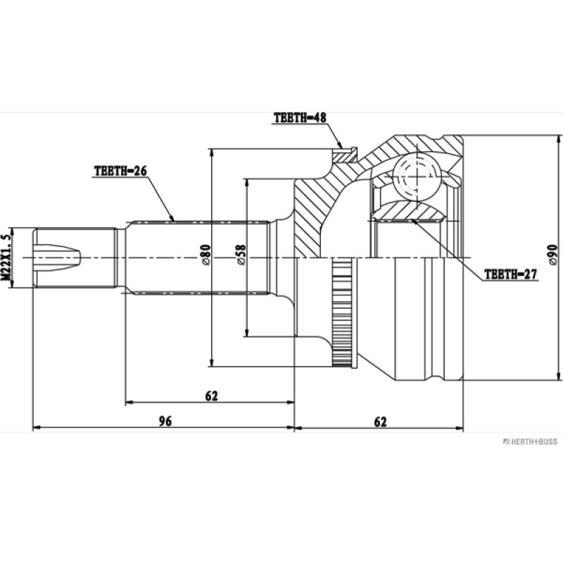 Embout de cardan avant (kit de réparation) HERTH+BUSS JAKOPARTS J2822140 - Visuel 1