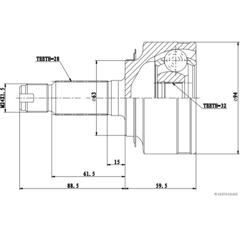 Embout de cardan avant (kit de réparation) HERTH+BUSS JAKOPARTS J2824041 - Visuel 1