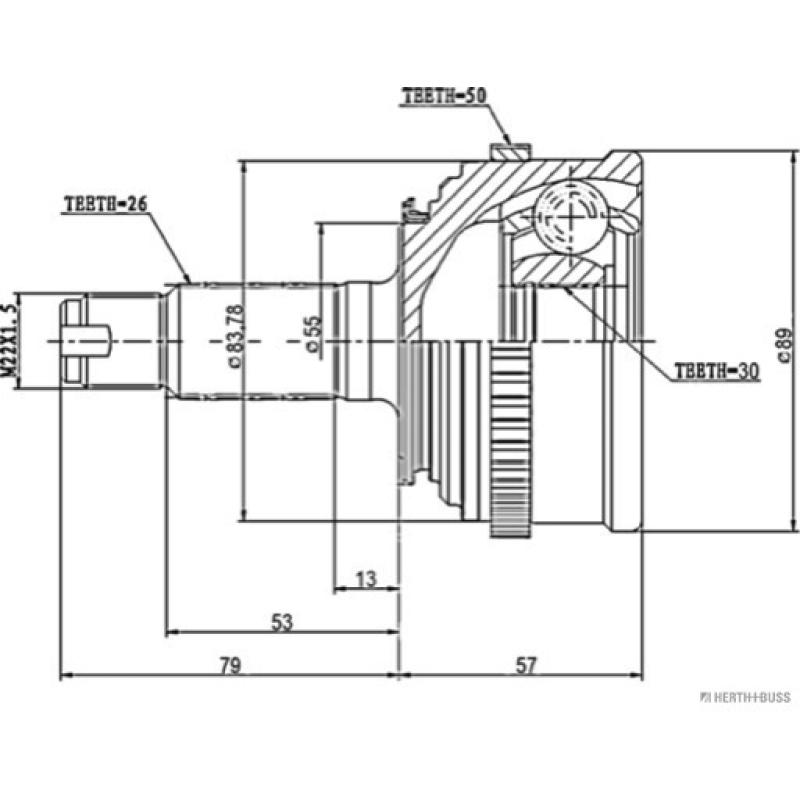 Embout de cardan avant (kit de réparation) HERTH+BUSS JAKOPARTS J2824114 - Visuel 1