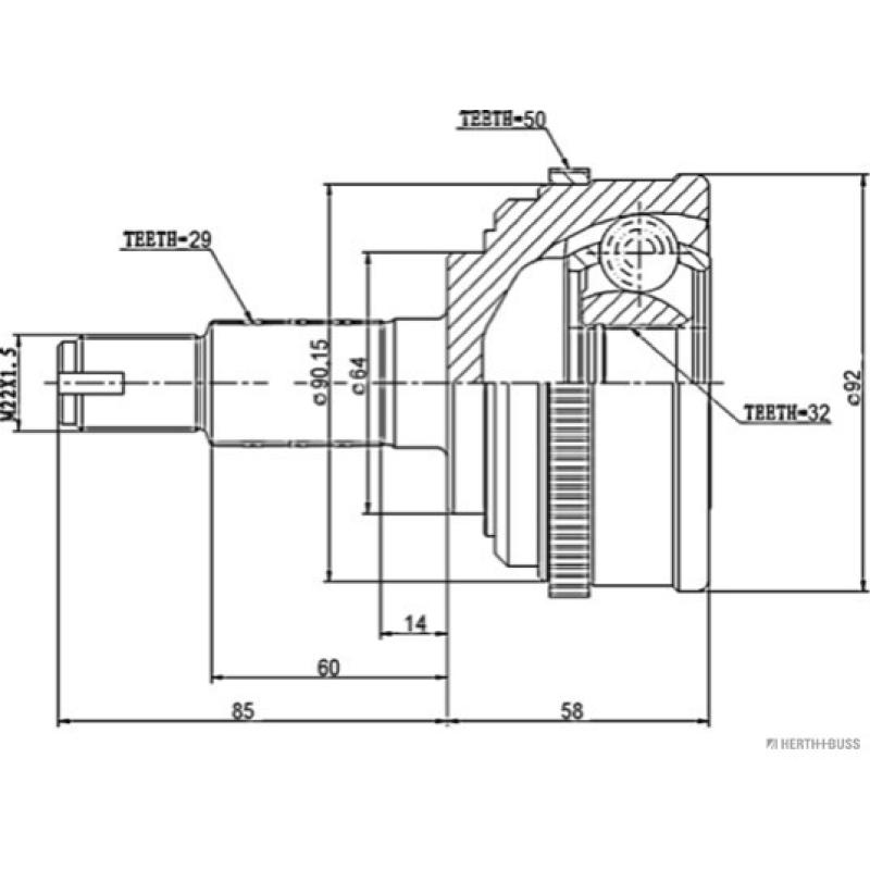 Embout de cardan avant (kit de réparation) HERTH+BUSS JAKOPARTS J2824129 - Visuel 1