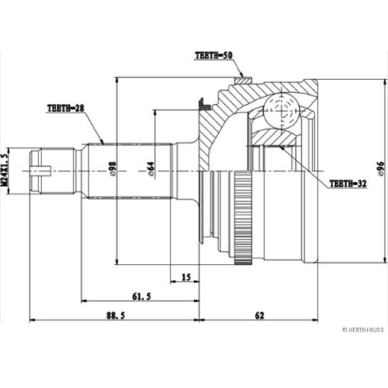 Embout de cardan avant (kit de réparation) HERTH+BUSS JAKOPARTS J2824136 - Visuel 1