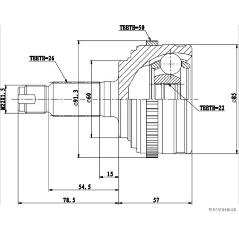 Embout de cardan avant (kit de réparation) HERTH+BUSS JAKOPARTS J2824142 - Visuel 1