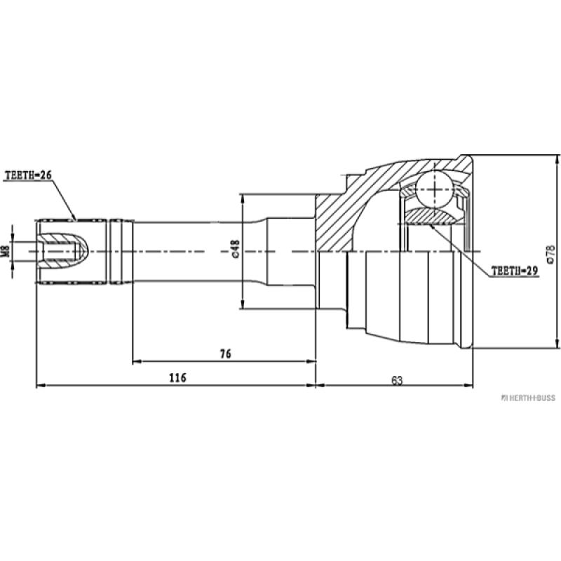 Embout de cardan avant (kit de réparation) HERTH+BUSS JAKOPARTS J2828012 - Visuel 1