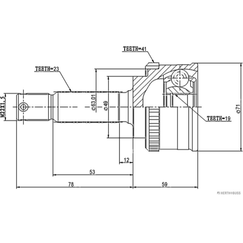 Embout de cardan avant (kit de réparation) HERTH+BUSS JAKOPARTS J2828116 - Visuel 1
