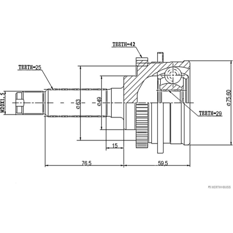 Embout de cardan avant (kit de réparation) HERTH+BUSS JAKOPARTS J2828118 - Visuel 1