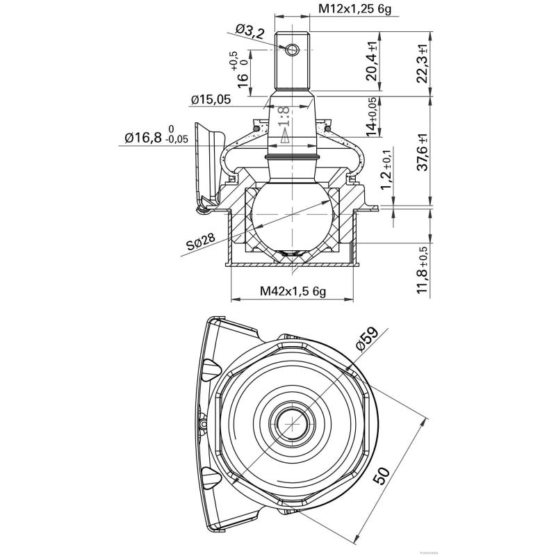 Rotule de suspension HERTH+BUSS JAKOPARTS J4860323 - Visuel 1