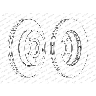 Jeu de 2 disques de frein avant FERODO DDF1169C pour JEEP CHEROKEE 2.1 TD - 87cv