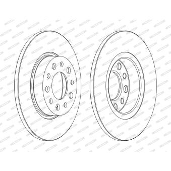 Jeu de 2 disques de frein arrière FERODO DDF1450C pour FIAT 500X 1.4 LPG - 120cv