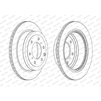 Jeu de 2 disques de frein arrière FERODO DDF1965C pour MITSUBISHI PAJERO 3.2 4WD - 192cv
