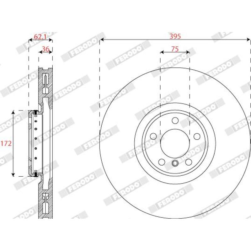 Disque de frein avant droit FERODO DDF2041RVC-1 - Visuel 1