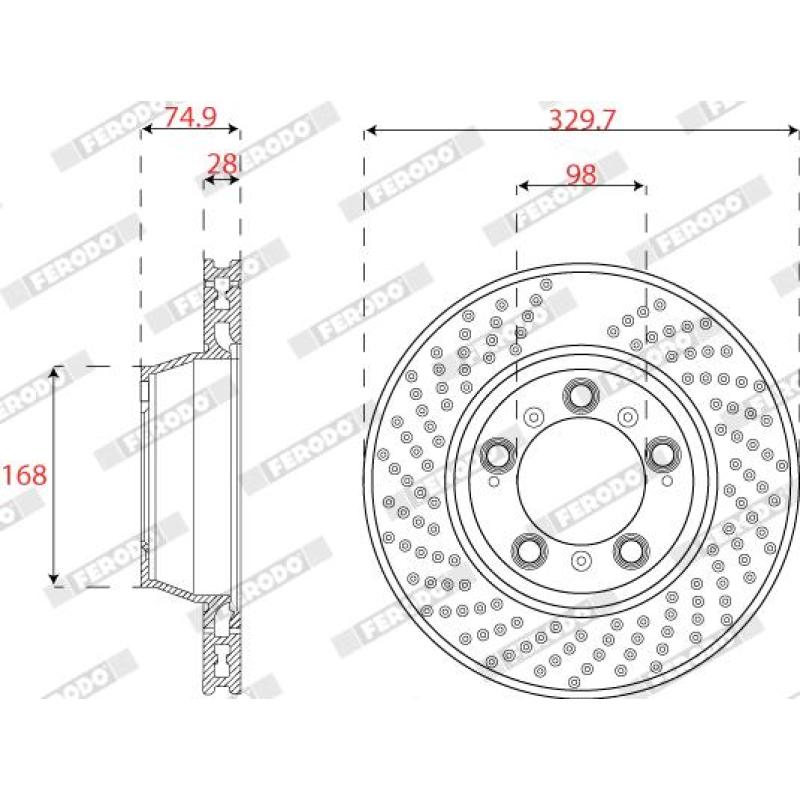 Disque de frein arrière droit FERODO DDF2131RC-1 - Visuel 1