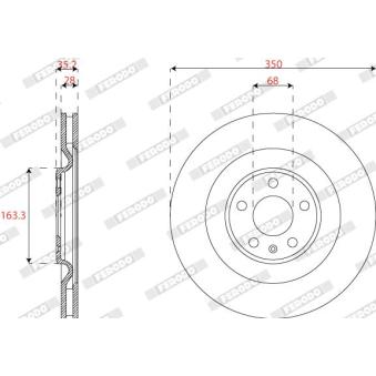 Jeu de 2 disques de frein arrière FERODO DDF2661C pour FIAT PUNTO 55 TFSI e quattro - 367cv