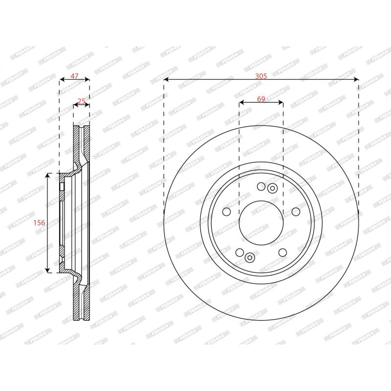 Jeu de 2 disques de frein avant FERODO DDF2718C - Visuel 1