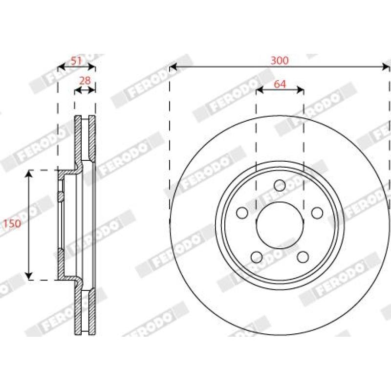 Jeu de 2 disques de frein avant FERODO DDF2816C - Visuel 1