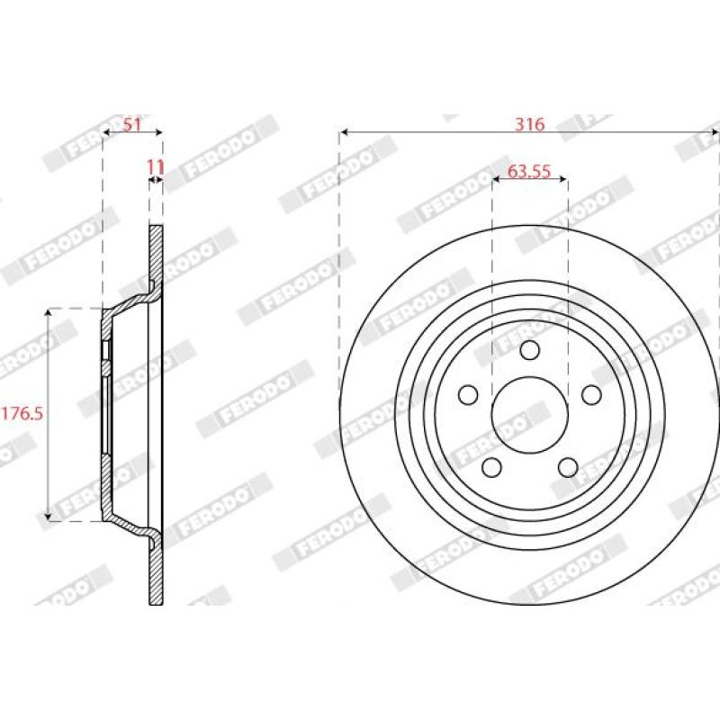 Jeu de 2 disques de frein arrière FERODO DDF2821C - Visuel 1