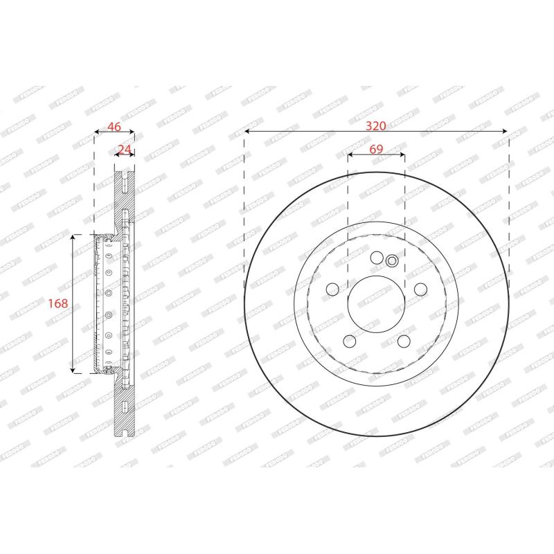 Jeu de 2 disques de frein arrière FERODO DDF2835VC-1 - Visuel 1