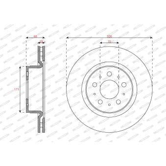 Jeu de 2 disques de frein avant FERODO DDF3015C pour TESLA MODEL 3 EV - 256cv