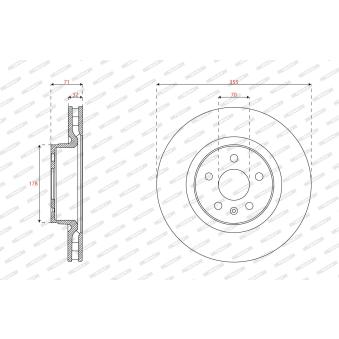 Disque de frein arrière gauche FERODO DDF3017C-1